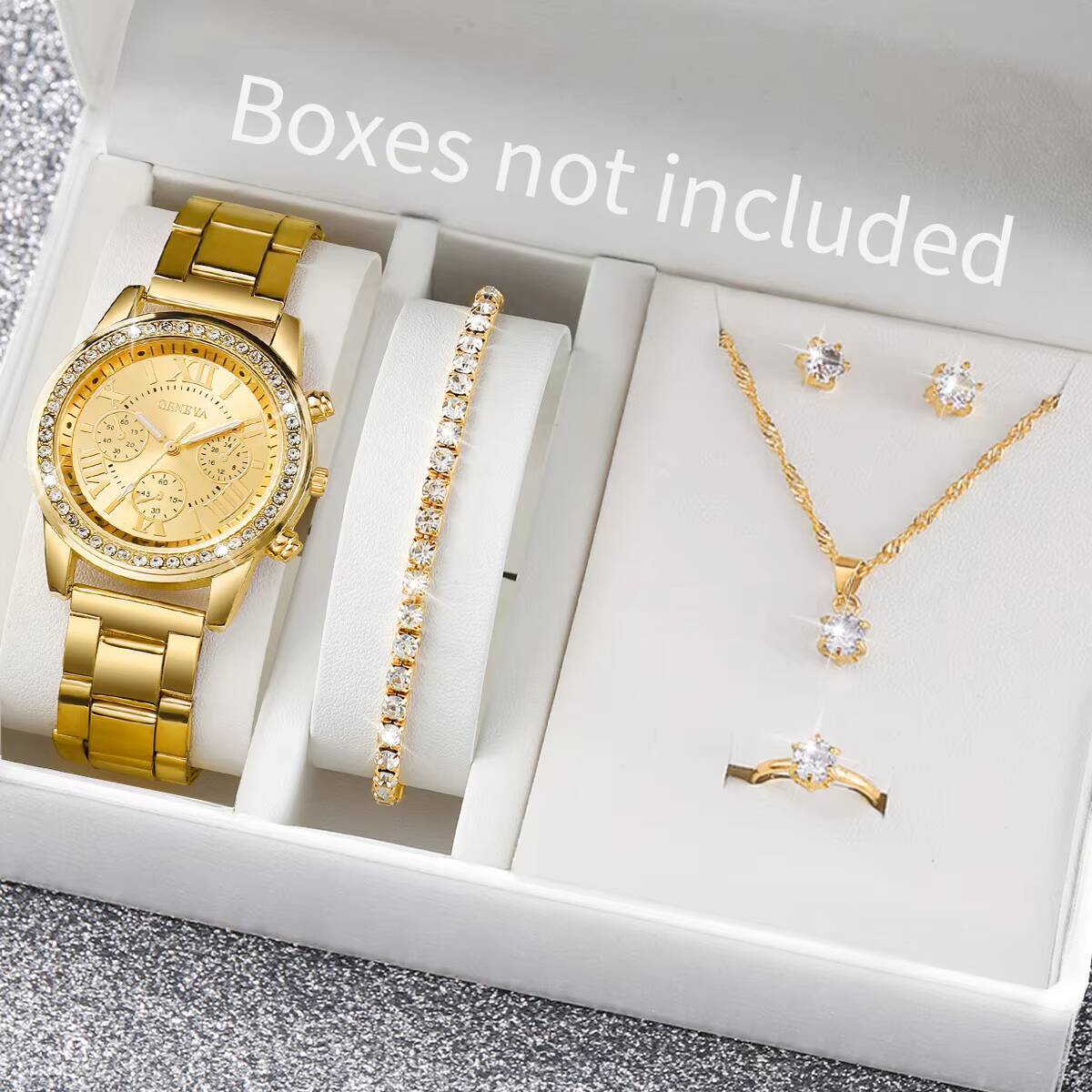 Jewelry Watches Box - 6PCS/Set Fashion Rhinestone Women Watches Analog
