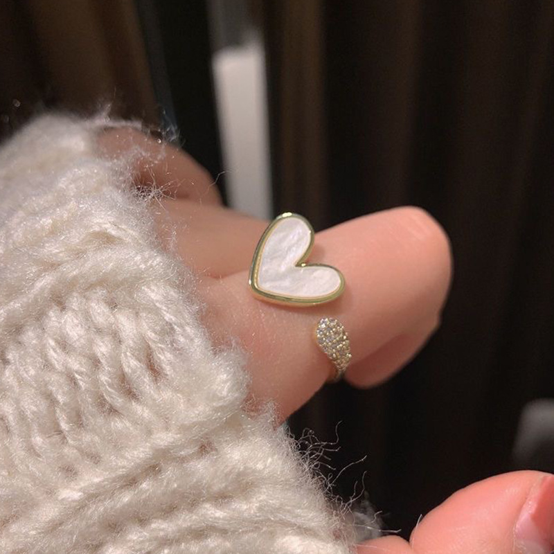 Minimalist Ring Stackable - Geometric Heart Ring Adjustable Opener Plated