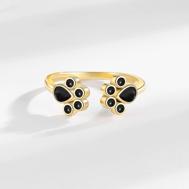 New Cute Cat Paw Open Ring, Ad - Minimalist Ring Stackable 评论和价格
