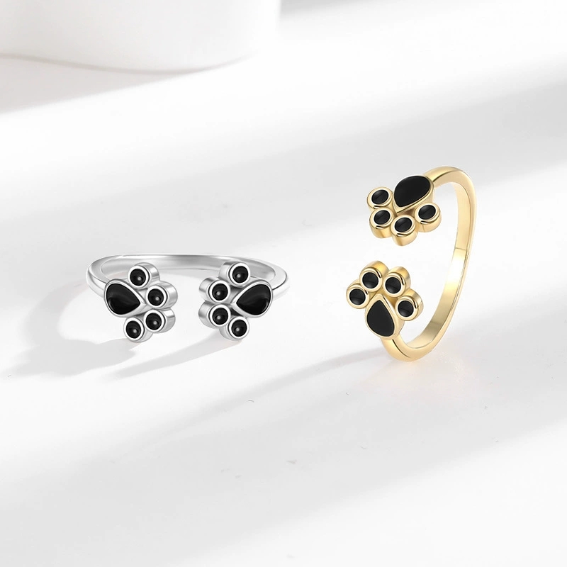 New Cute Cat Paw Open Ring, Ad - Minimalist Ring Stackable 评论和价格