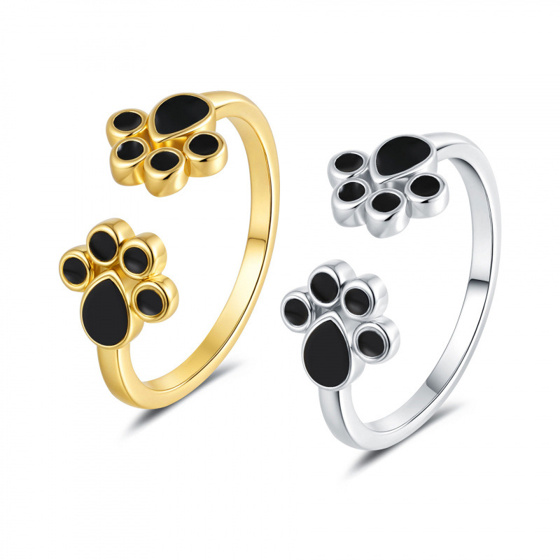 New Cute Cat Paw Open Ring, Ad - Minimalist Ring Stackable 评论和价格
