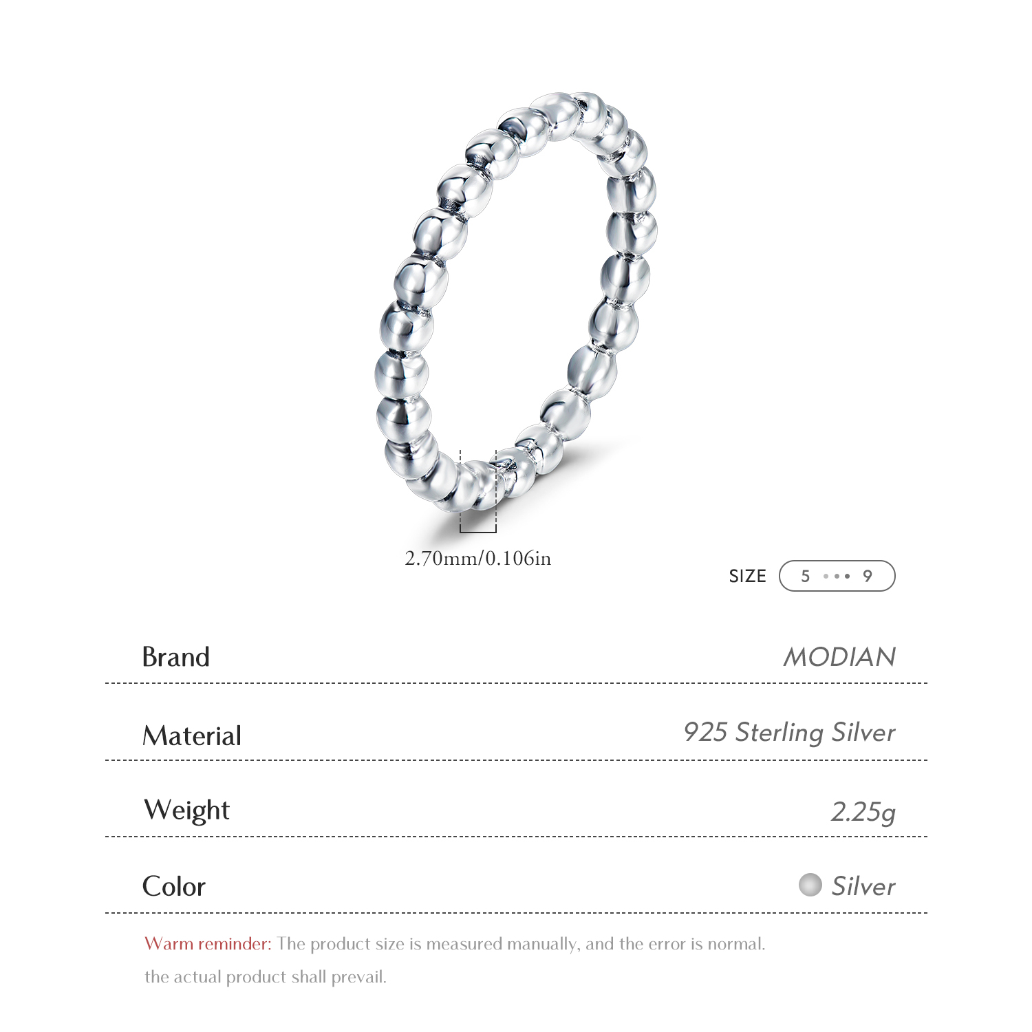 Modian Minimalist Simple Real  - Minimalist Ring Stackable 评论和价格