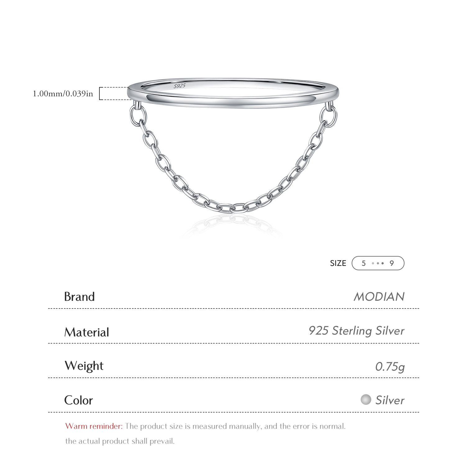 MODIAN 925 Sterling Silver Tas - Minimalist Ring Stackable 评论和价格