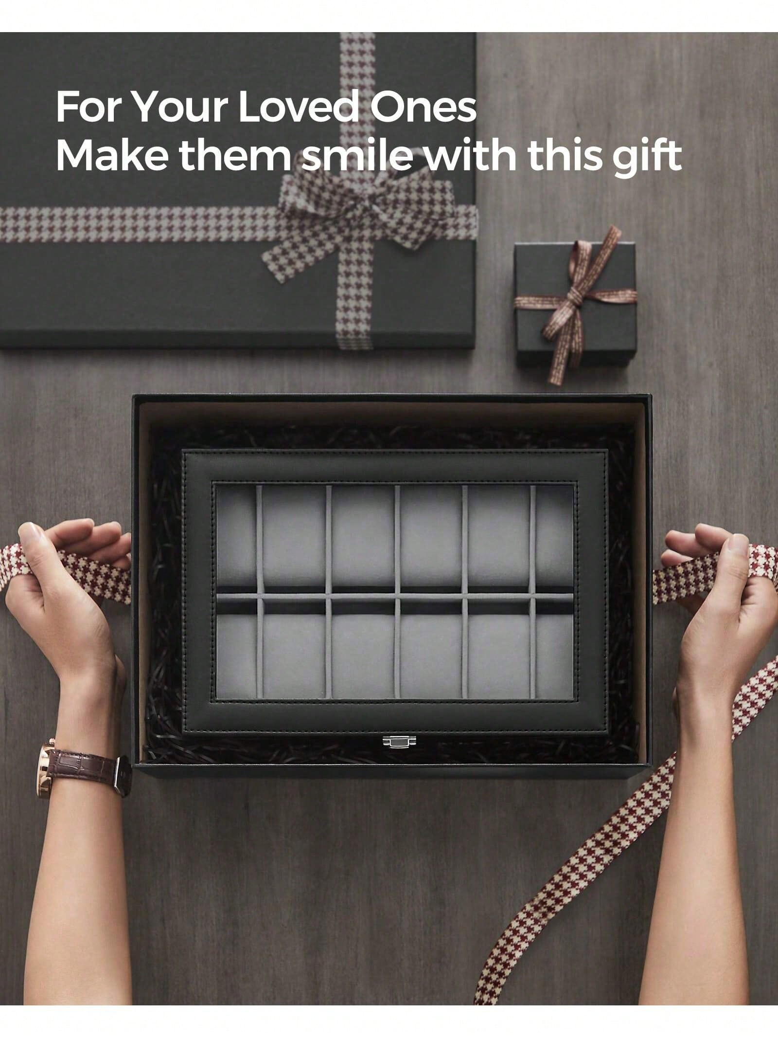 12-Slot Lockable Watch Box wit - Jewelry Watches Box 评论和价格