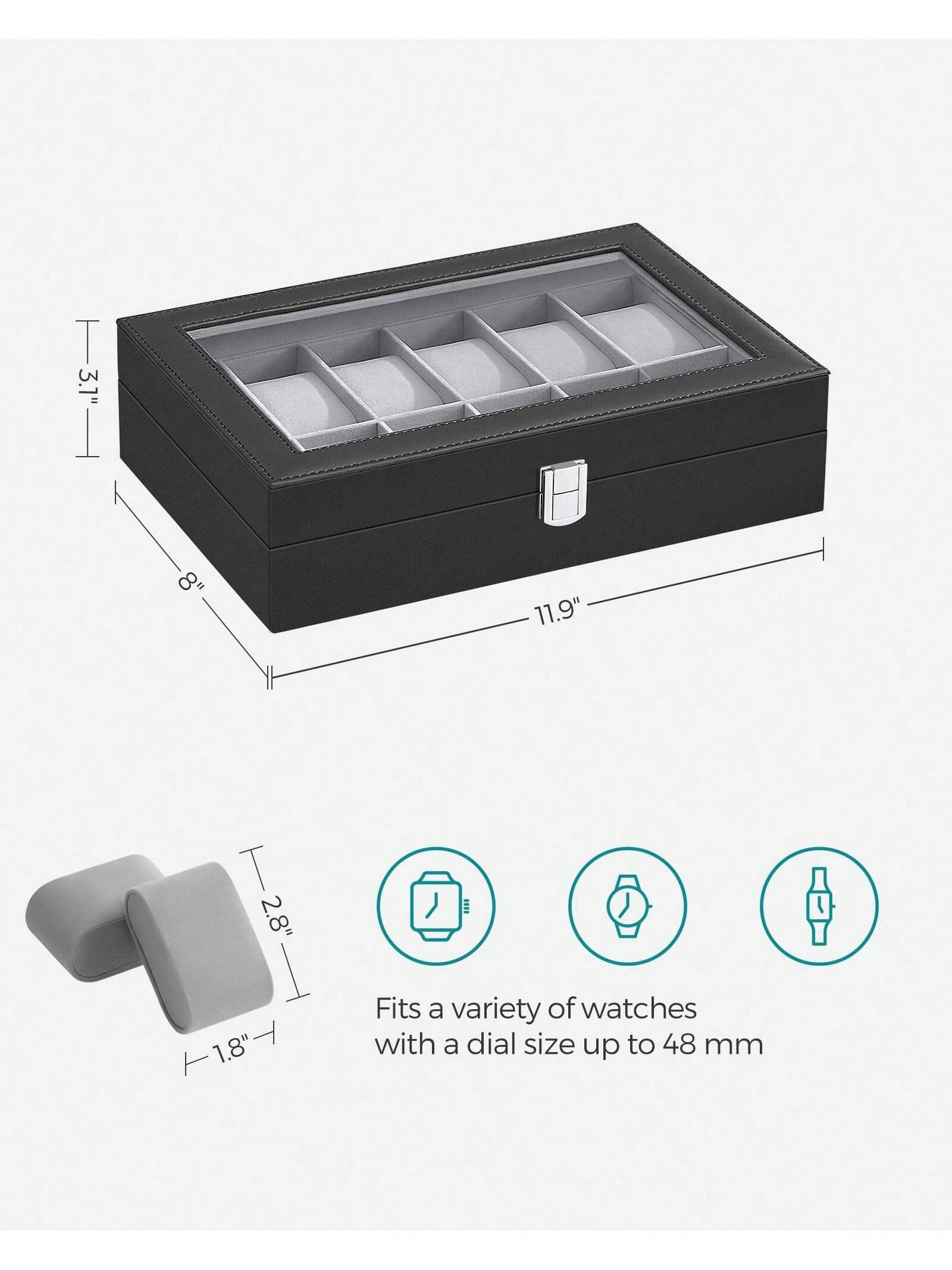 12-Slot Lockable Watch Box wit - Jewelry Watches Box 评论和价格
