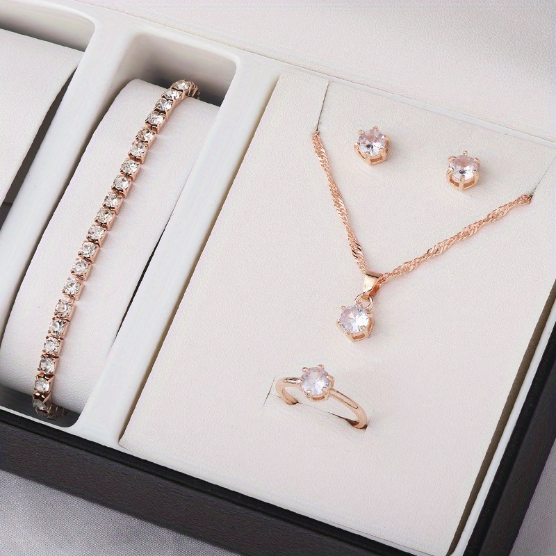 4-Piece Minimalist Zircon Jewe - Minimalist Ring Stackable 评论和价格