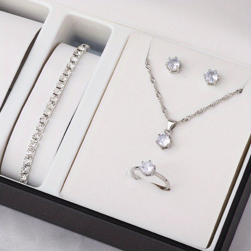 4-Piece Minimalist Zircon Jewe - Minimalist Ring Stackable 评论和价格