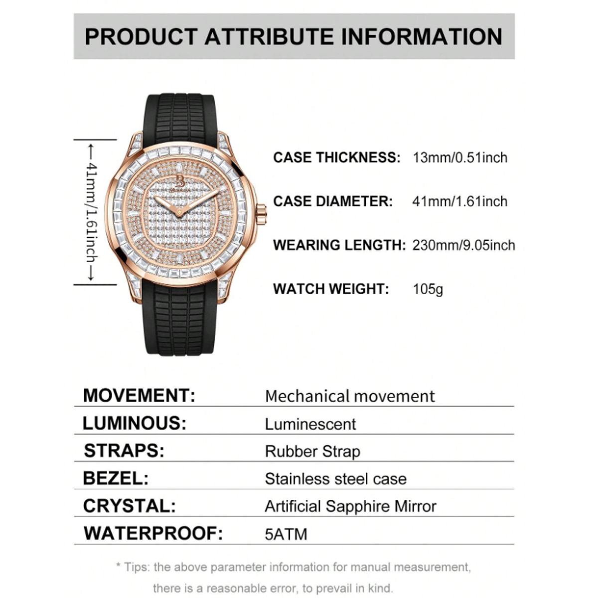 Automatic Mechanical Watch for - Stones Watches & Jewelry In Sweden Ab 评论和价格