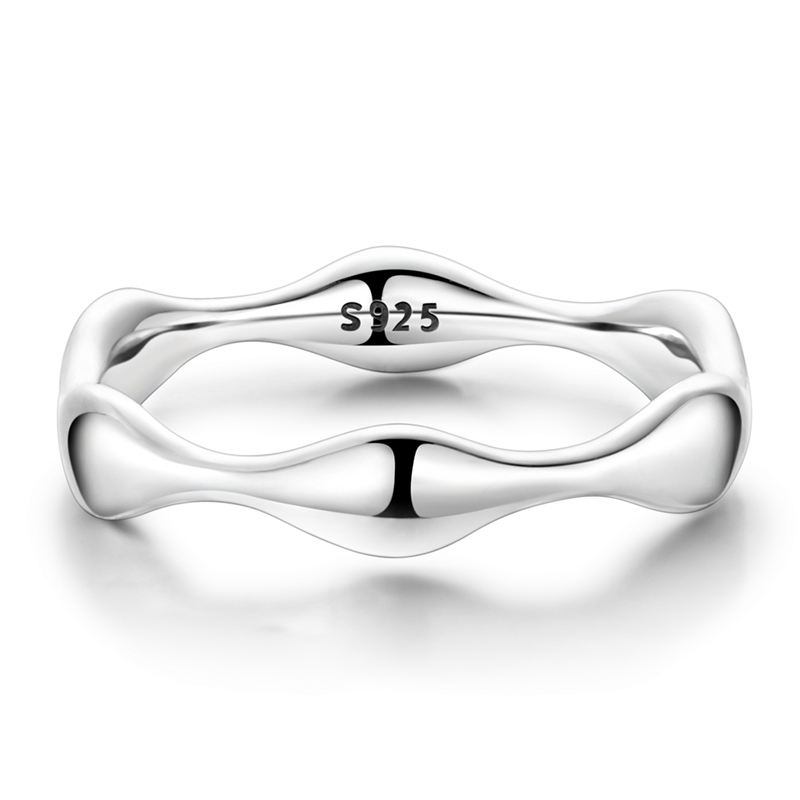 925 Sterling Silver Wavy Irreg - Minimalist Ring Stackable 评论和价格