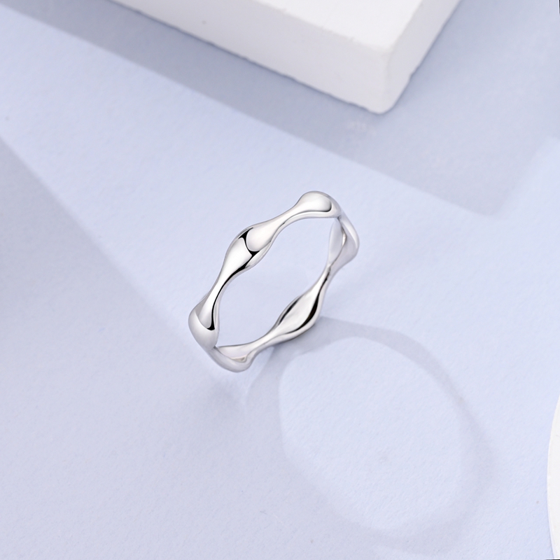 925 Sterling Silver Wavy Irreg - Minimalist Ring Stackable 评论和价格