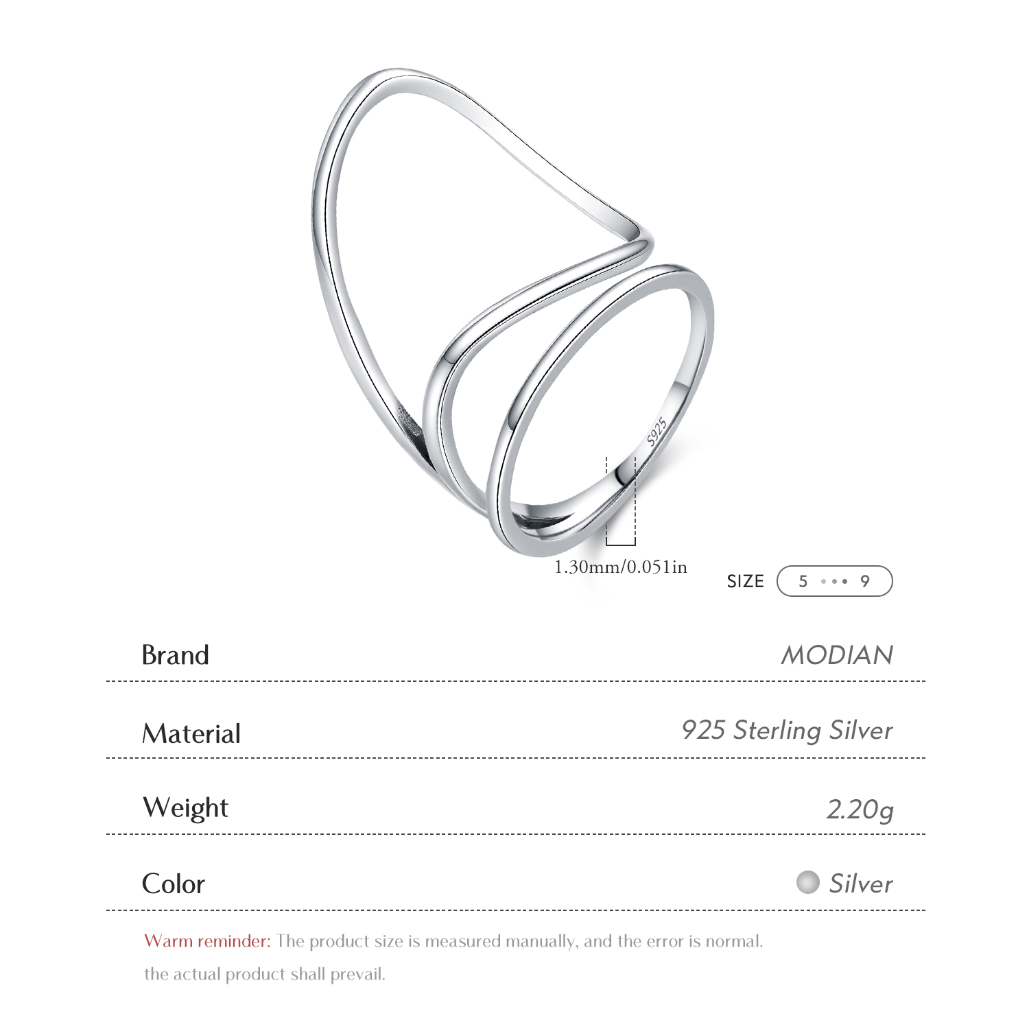MODIAN 925 Sterling Silver Min - Minimalist Ring Stackable 评论和价格